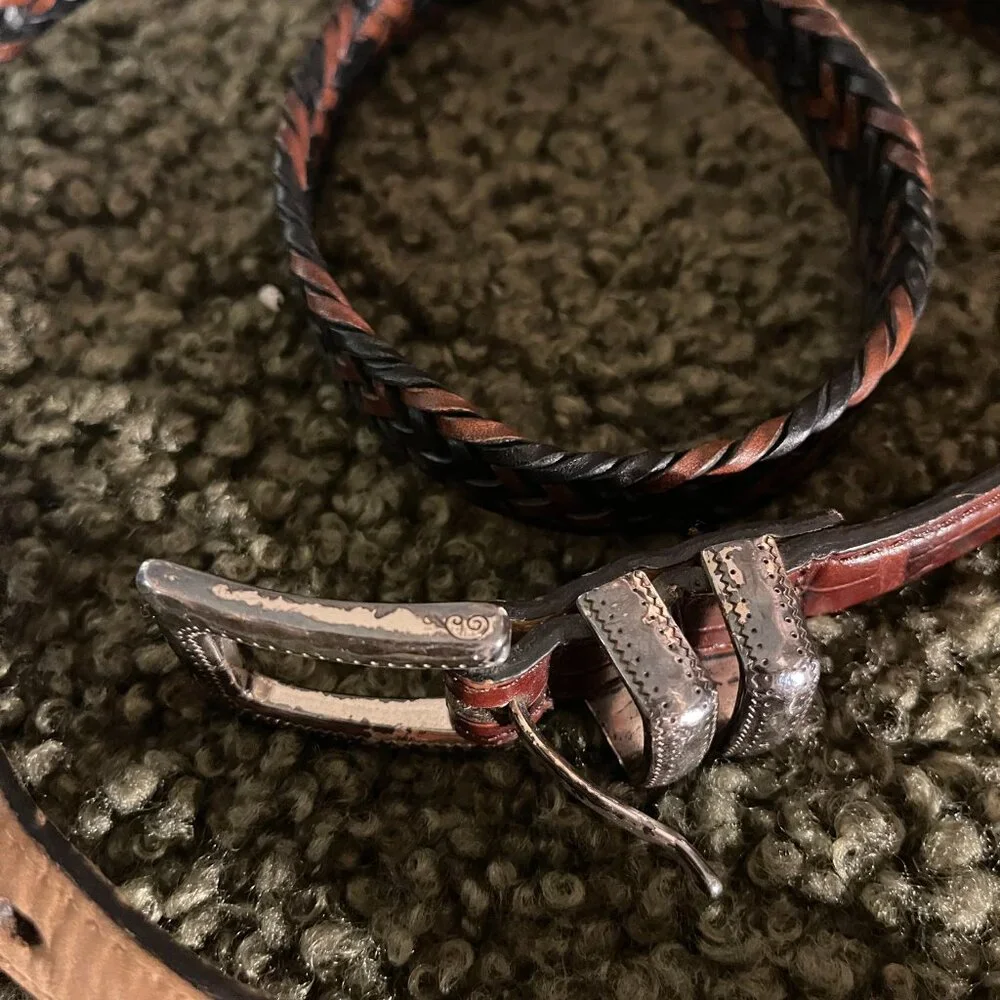 Braided brown/black with silver clasp - size 36‎